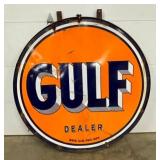 PORC. 6FT. GULF DEALER SIGN W/FRAME 
