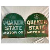 (2) DS QUAKER STATE MOTOR OIL TOMBSTONE SIGNS 