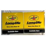 (2) EMB. PENNZOIL SELF FRAMES SIGNS 