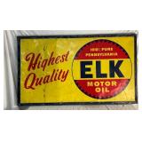 1949 ELK MOTOR OIL SELF FRAMED SIGN 