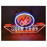 OK USED CARS 3 COLOR NEON SIGN