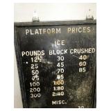 WOODEN PLATFORM PRICES SIGN