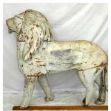 EARLY WOODEN HAND CARVED 4FT. LION