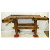 EARLY WOODEN WORK TABLE 34X70