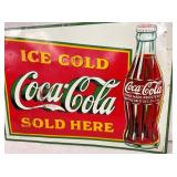 CLOSEUP EMB. ICE COLD COKE SIGN
