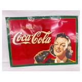 EARLY 28X20 DRINK COCA-COLA SIGN W/LADY 