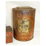 CLOSEUP EARLY TIGER TOB. TIN