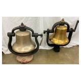 2 ORIG. LOCOMOTIVE BRASS TRAIN BELLS 