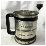 WATKINS EMB. TRIPLE FLOUR SIFTER 