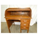 VIEW 3 OAK C ROLL TOP DESK