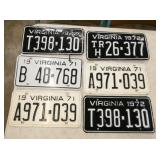 VA 1971, 72 LIC. TAGS