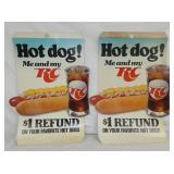 RC COLA CARDBOARD AD W/HOT DOG
