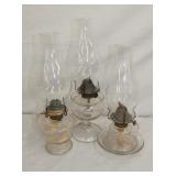 PATTERN GLASS FINGER RING OIL LAMPS