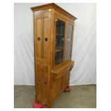 VIEW 3 LEFTSIDE OAK GLASS FRONT CABINET