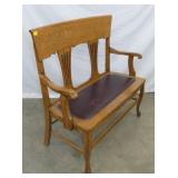 VIEW 3 OAK BENCH W/ARMS