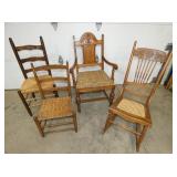 OAK LADDER BACK/OTHER VARIOUS CHAIRS