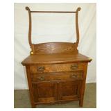 OAK WASHSTAND W/TOWEL BAR