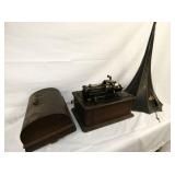 VIEW 7 EDISON CYLINDER PLAYER W/MORNING GLORY HORN 