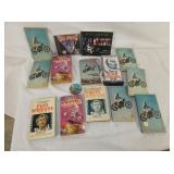 EVEL KNIEVAL BOOKS, CD, BUTTON LOT