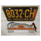 1964 NC LIC. TAG, AMERICAN BEACH TOPPER