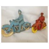 EARLY RUBBER MOTORCYCLE W/ DRIVERS