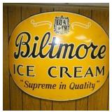 RARE 1951 CONVEX BILTMORE ICE CREAM SIGN 