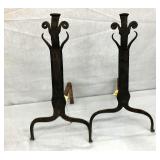 EARLY BLACKSMITH MADE ANDIRONS