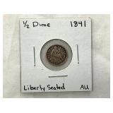 184 SEATED LIB. 1/2 DIME