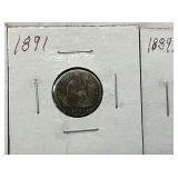 VIEW 2 1891 SEATED LIBERTYS