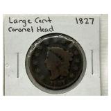1827 CORONET HEAD LARGE CENT