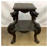 ORNATE CARVED 19X28 TABLE W/DRAGONS 