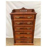 WALNUT 6 DRAWER VINTAGE CHEST