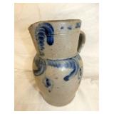 POTTERY SALT GLAZE PITCHER W/ COBALT