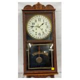 OAK REGULATOR CALENDAR WALL CLOCK