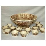 EARLY ENGLISH PUNCH BOWL SET