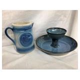 BLUE SALT GLAZE PITCHER, KING POTTERY