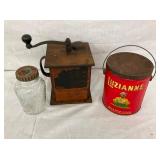EARLY COFFEE GRINDER.LUZIANNE TIN, OTHER