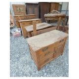 OUTDOOR AUCTION ITEMS OAK FURNITURE