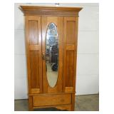 OAK WARDROBE W/ OVEL MIRROR