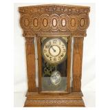 OAK PRESSED CARVED MANTEL CLOCK