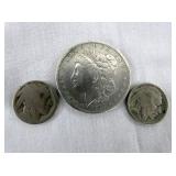 1883 SILVER DOLLAR MORGAN,BUFFALO NICKEL