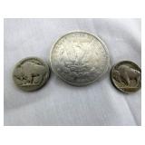 CLOSEUP SILVER DOLLAR, BUFFALOS