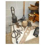 TIN LANTERN, CAST IRON ITEMS, OTHERS