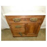 MARBLE TOP WALNUT WASHSTAND