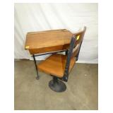 CHILDS SCHOOL DESK W/ CAST BASE