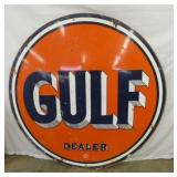 5 1/2FT. PORC. GULF DEALER SIGN 