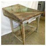 PRIM. WASHSTAND W/ OLD GREEN PAINT