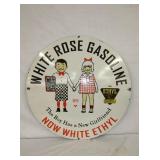 PORC. WHITE ROSE GASOLINE SIGN 30IN