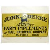 EMB. JOHN DEERE FARM IMPLEMENTS SIGN