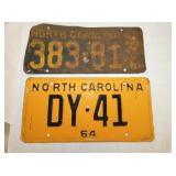 NC 1944, 1964 NC LIC. TAGS